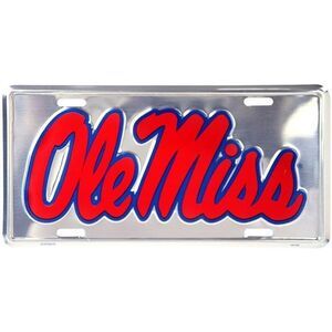 Ole Miss Rebels NCAA Silver Mirror License Plate